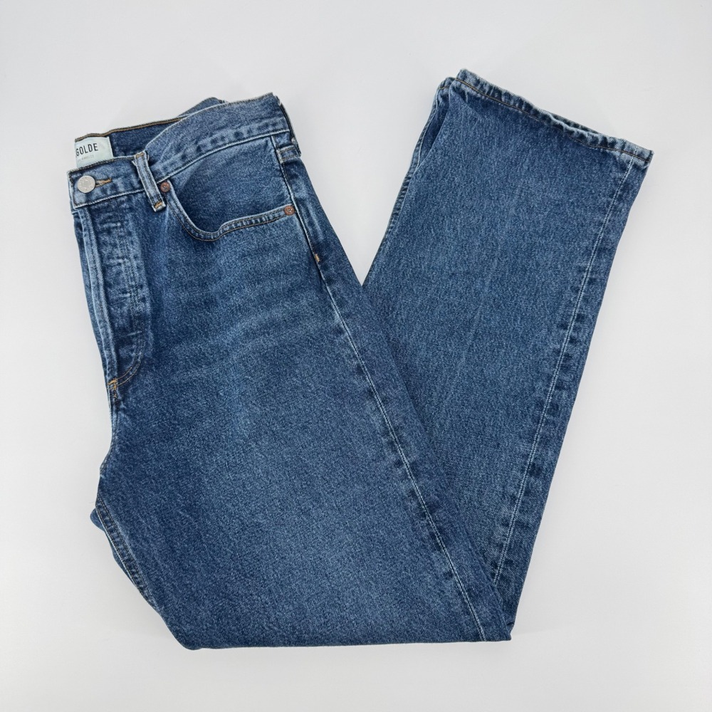 Agolde Fran High‎ Rise Relaxed Straight Leg Jeans Blue Denim A9157E-1206 Size 27